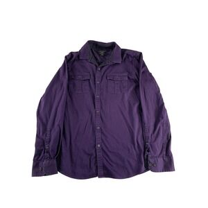 Marc Anthony Shirt Mens Large Purple Stretch Slim Fit Long Sleeve Button Front